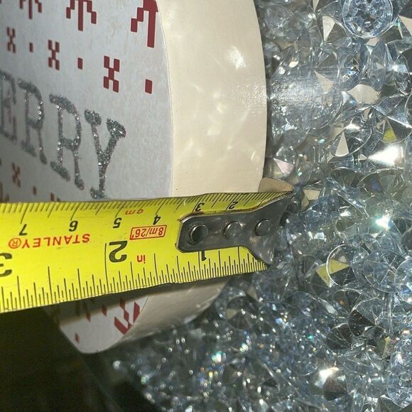 Eccolo wooden red white glitter merry Christmas Xmas ornament ho holiday decor - Picture 11 of 12